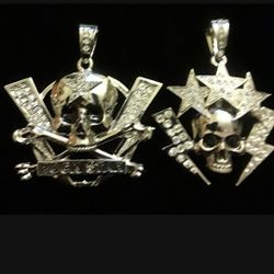 Premium Skull pendant. Silvertone Iced to the max. 10 Different Pendants. Brand new ONLY $30 each.