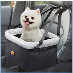 Dog Car Seat for Small Dogs, Upgraded Pet Booster Seat with Metal Frame, Doggy Pet Carseat with Washable Thick Cushion Safety Leash and Storage Pocket