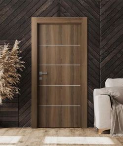 Optima 4H DIY-Friendly 30 in. x 80 in. Right-Hand Solid Core Pecan Nutwood Composite Single Prehung Interior Door