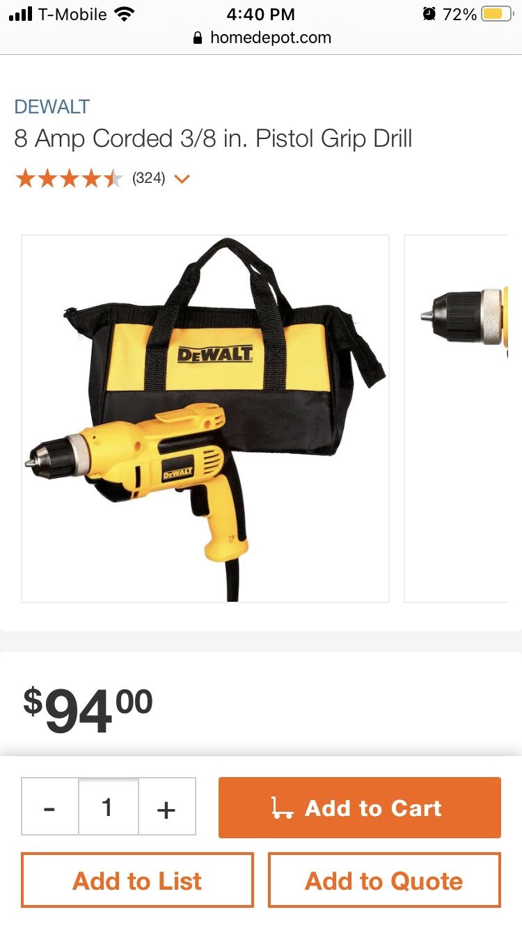 DEWALT Corded 3/8 Drill #DCD110