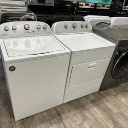 Whirlpool washer and dryer set electric used with warranty