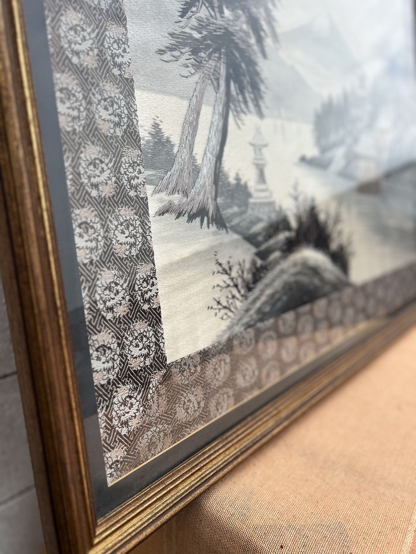 ART FRAMED Japanese Silk Embroidery Framed Art Vintage Silk