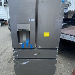 GE Cafe Refrigerator In Platinum Glass 4 Door 