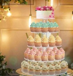 Acrylic Transparent Cake Display Stand, Wedding Birthday Party Dessert Pastry Bakery Display Rack