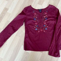 Abercrombie & Fitch Cotton Flowers Embroidered Shirt 