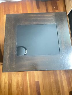 Dark Wood Square Coffee Table with Glass Insert