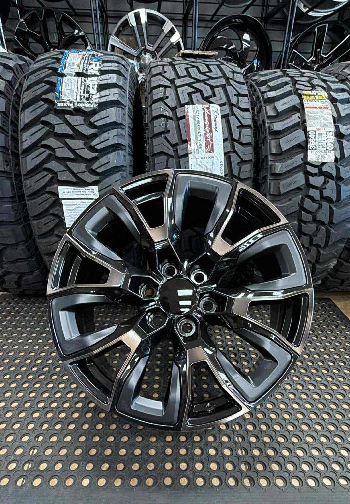 20" RPK GMC SIERRA BLACK/SATIN BLACK INSERTS 6X139 CHEVY GMC ALL 4 WHEELS