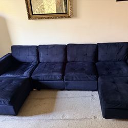 Monbay Modular black Velvet sectional couch