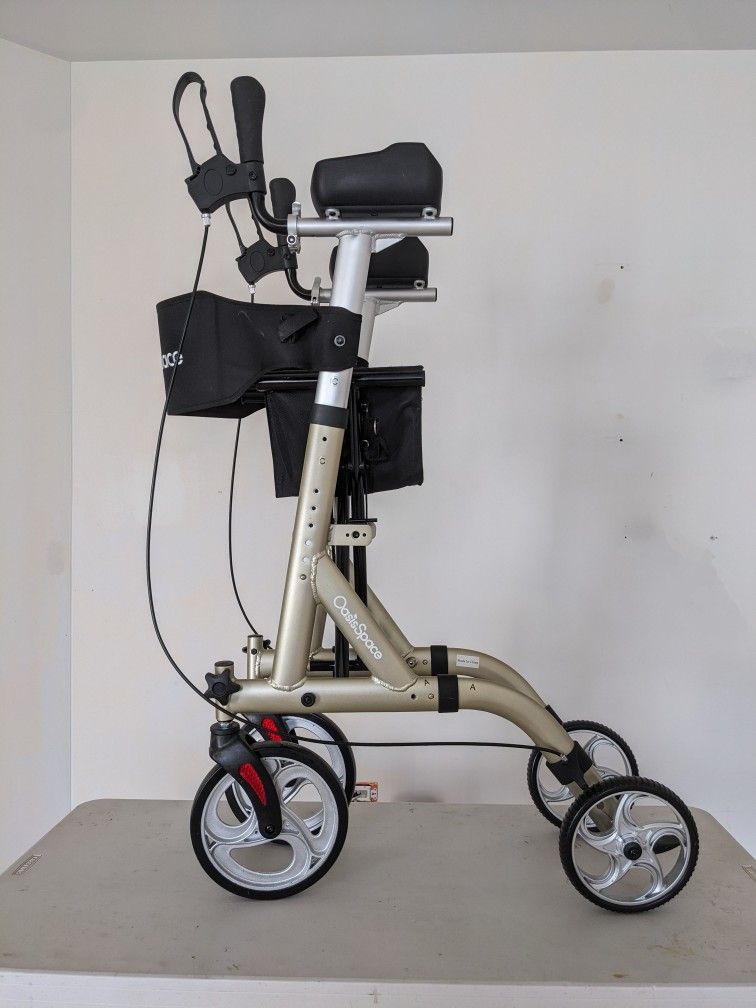OasisSpace Lightweight Upright Walker with Seat with Back Support, Upright Walkers for Seniors with Seat and Armrest for Elderly