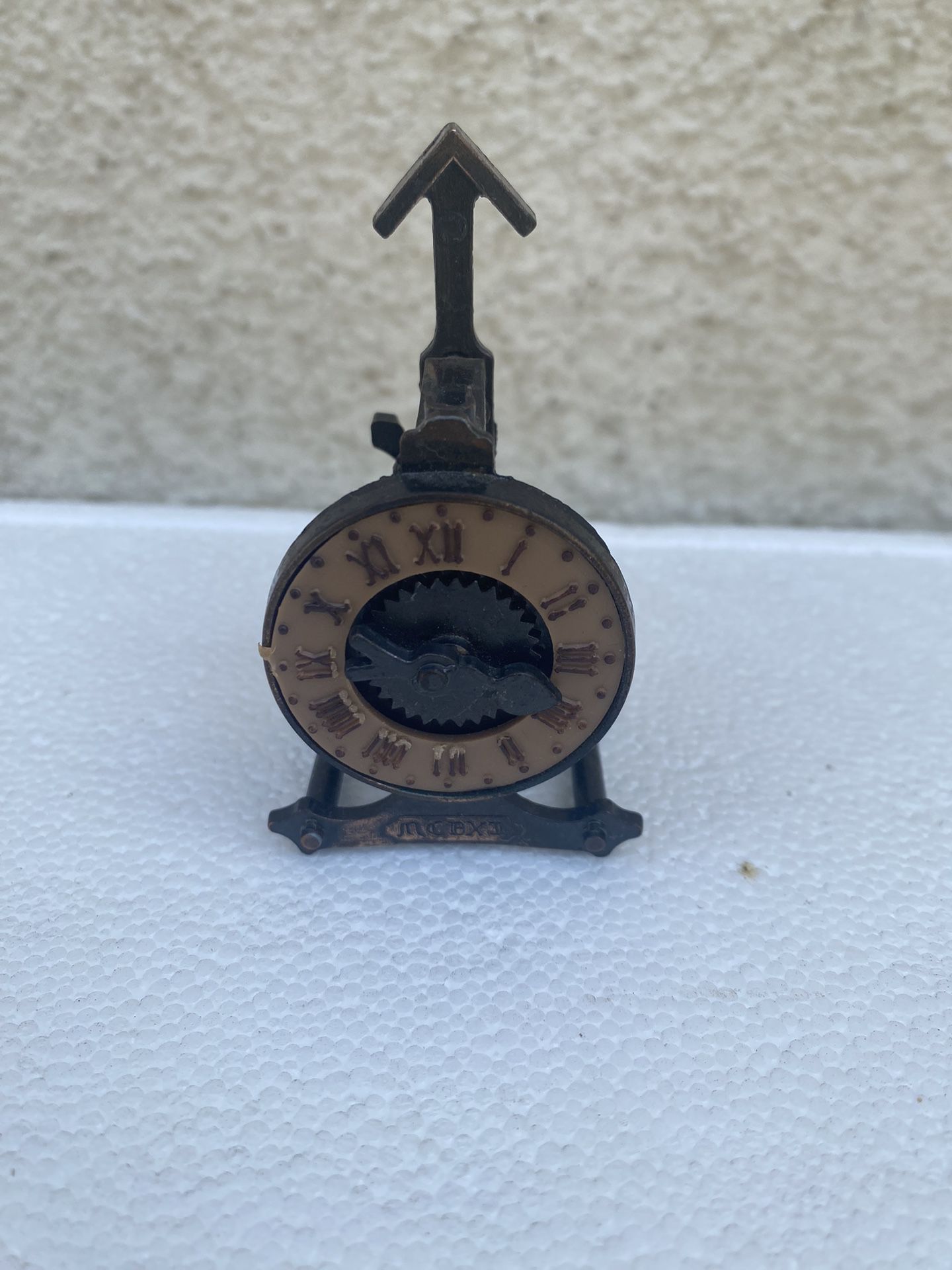 Vintage Clock Brass Pencil Sharpener 