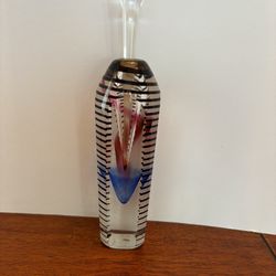 7” glass perfume bottle Fire Island signed by artist