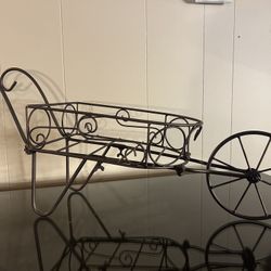 Wheelbarrow Plant Stand Home Garden Metal Wire Holder Farmhouse Decor