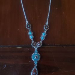 Avon Boho Turquoise Blue Necklace 