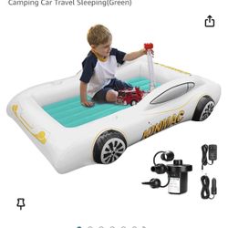 KINMAC Inflatable Toddler Travel Bed- Portable Travel Toddler Air Bed for Kids Camping Air Mattress Racecar Toddler Bed with Sides Blow Up Mattress Sl