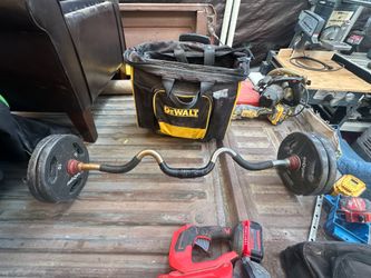 EZ Curl Bar Weight Set w/ 40 lbs Plates & Spin Lock Collars