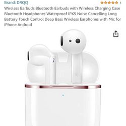 Wireless Earbuds Bluetooth Earbuds with Wireless Charging Case Bluetooth Headphones Waterproof IPX5 Noise Cancelling Long Battery Touch Control Deep B