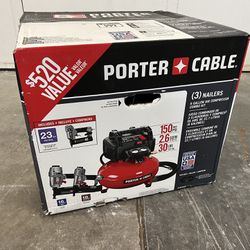 Brand New Porter Cable 6 Gallon Air Compressor With 3 Free Nailers