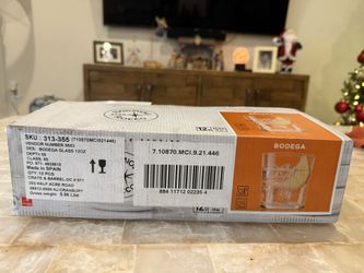 Crate And Barrel Bodega Glass 12 Oz Set Of 12 Brnad New Glasses. 