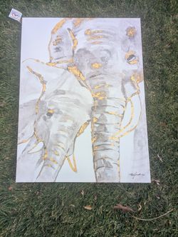 Elephant Canvas With Gold Foil Detail
