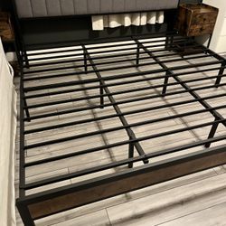 King Rustic Brown Bed Frame And Nights Stands