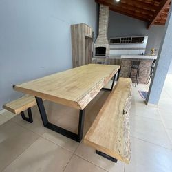 Custom Solid Brazilian Wood Dining Table | Live Edge - Orlando - Woodwork