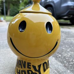 Vintage 1970 McCoy Have A Happy Day Smiley Face Cookie Jar 