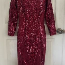 Elegant Sequin Dress in Deep Red size 4 