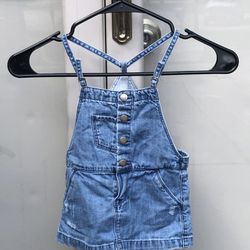 6 mos. Baby Girls Distressed Denim Overall Dress