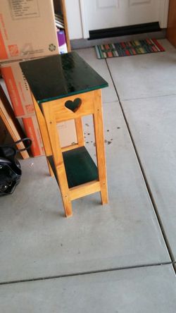 Wood table carved hearts