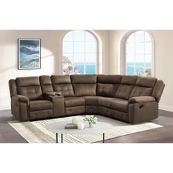 Brand New Keystone Reclining Sectional in Brown