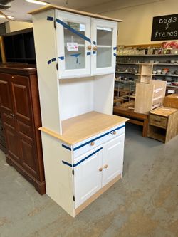 White hutch cabinet coffee bar buffet (in store)