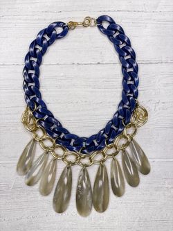 Acrylic necklace navy beige