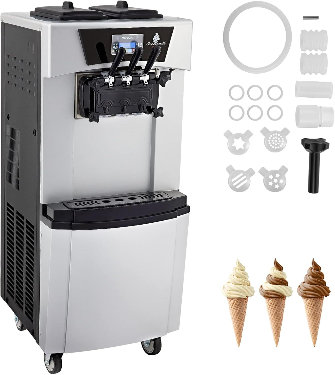 VEVOR Commercial Ice Cream Machine, 20-30L/H Yield