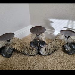 New Hammered Metal Candle Holder Succulent Plant Stand New 