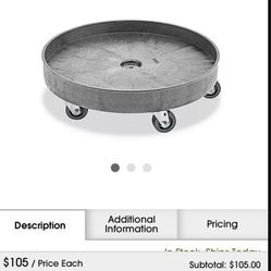 Plastic Drum Dolly Uline Brand New