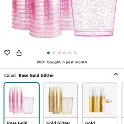 200 Count- 12oz Rose Gold Glitter Tumblers 