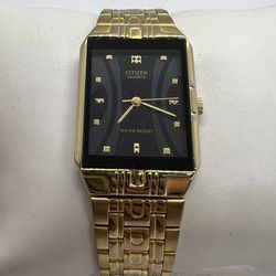 🎩🎩Rare Unique Gorgeous Vintage Rectangular Tank Men Watch Black 80s🎩🎩