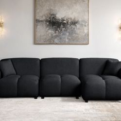 Black Boucle Modern Sectional 