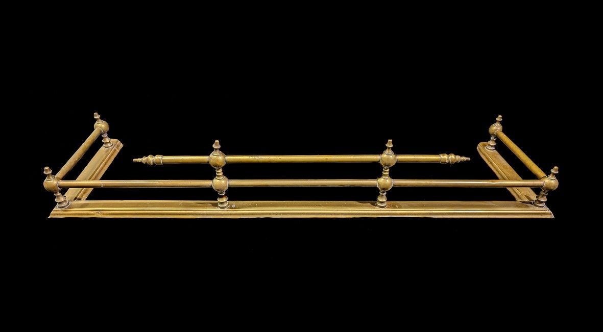 19th Century Continental Brass Fireplace Fender 