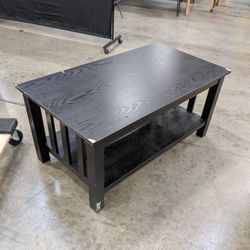 Modern Dark Brown Rectangular Coffee Table with Storage Shelf