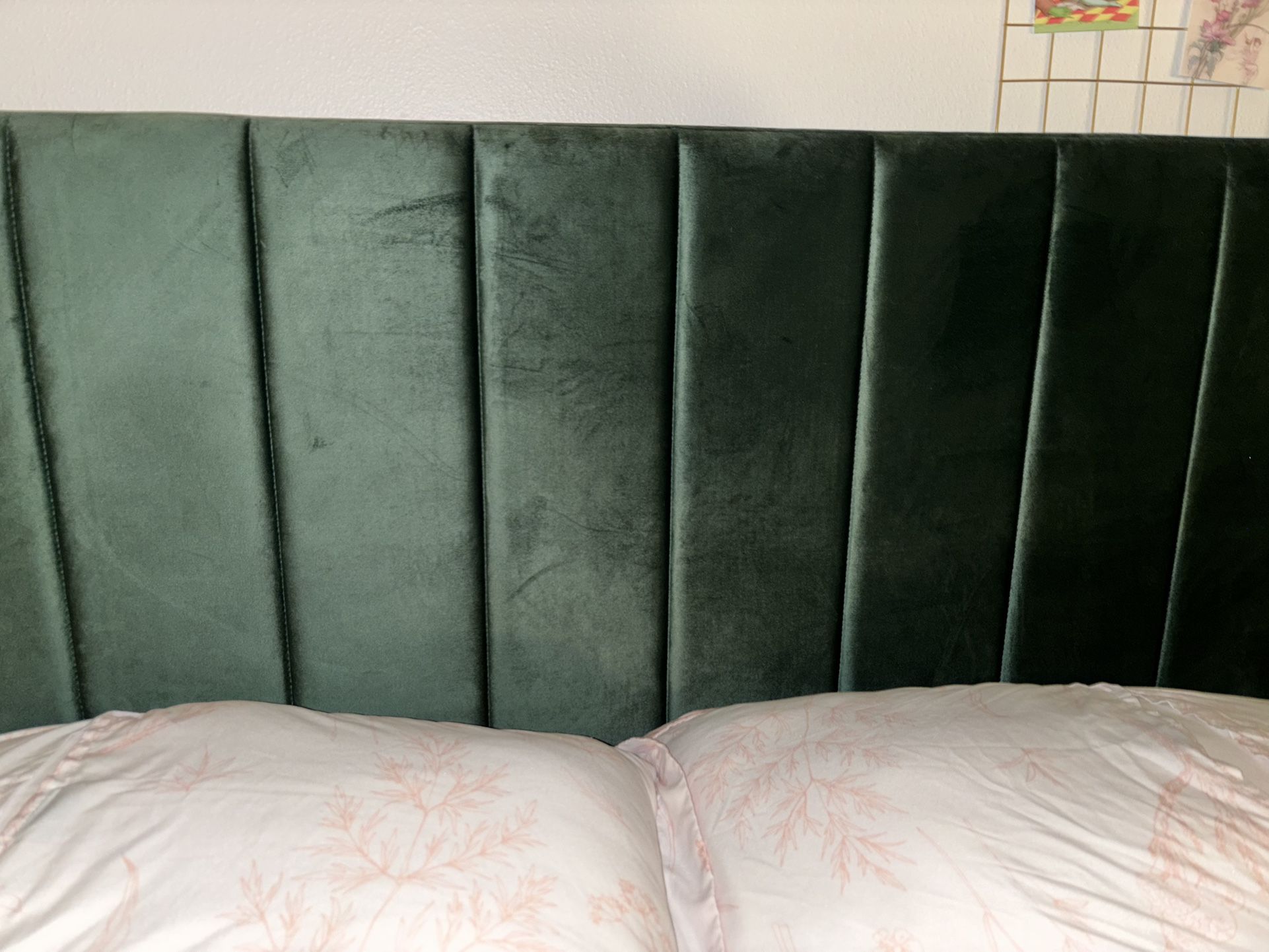 Green Velvet Upholstered Bed frame - QUEEN