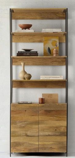 West Elm Mango Wood Bookshelf w Storage 