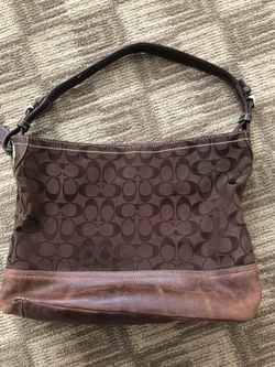 Dark brown leather Coach hobo bag