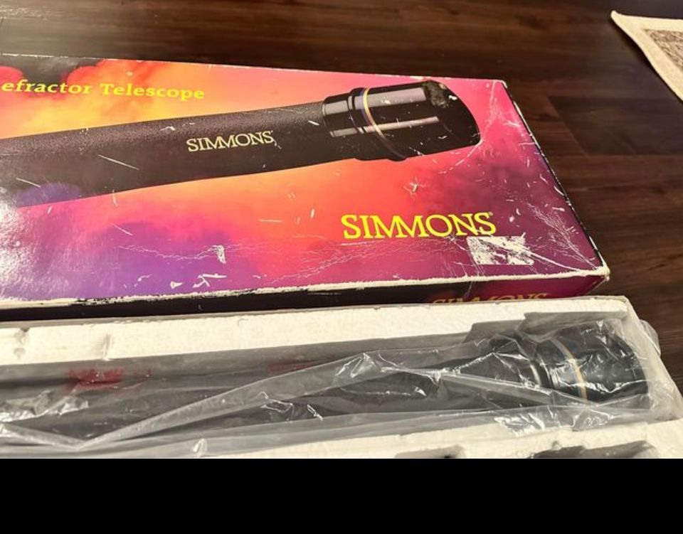 Simmons 675 Power/60mm Astronomical Refractor Telescope. Open Box Never been Assembled. Comes With Tripod