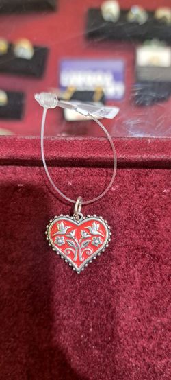 Red Enamel Heart Pendant Charm