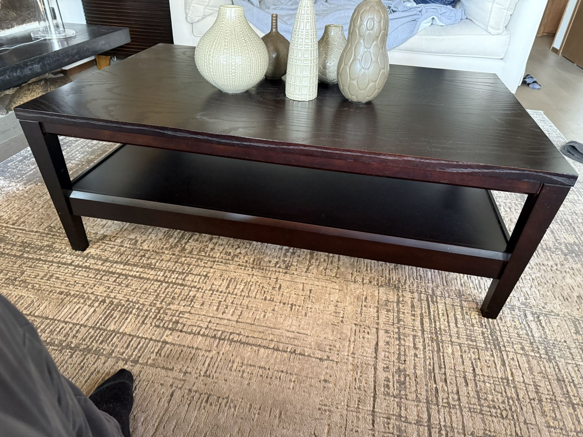Crate & Barrel Ebonized Wood Coffee Table