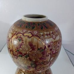 VINTAGE SATSUMA PORCELAIN VASE 10"×9"