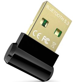 Bluetooth Adapter for Desktop PC, Plug & Play 5.3 USB Mini EDR Dongle Receiver & Transmitter for Laptop Computer Compatible with Headphones Keyboard M