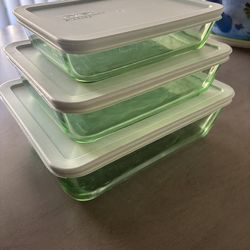 Pyrex Tinted Rectangular Glass Food Storage Containers
