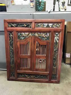 Vintage wooden window mirror